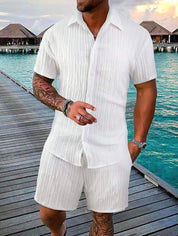 Set – Mens – Spring &amp; Summer – Men's Polo Casual Solid Color Sports Suit – Montford Co - Montford & Co