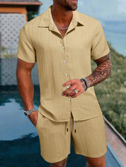 Set – Mens – Spring &amp; Summer – Men's Polo Casual Solid Color Sports Suit – Montford Co - Montford & Co