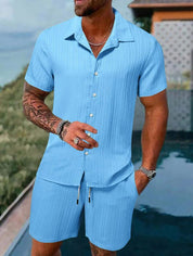 Set – Mens – Spring &amp; Summer – Men's Polo Casual Solid Color Sports Suit – Montford Co - Montford & Co