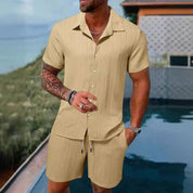 Set – Mens – Spring &amp; Summer – Men's Polo Casual Solid Color Sports Suit – Montford Co - Montford & Co