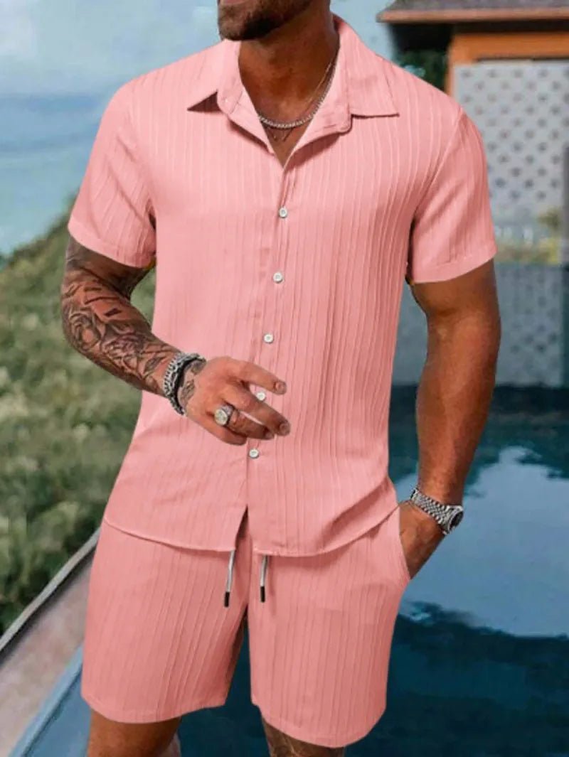 Set – Mens – Spring &amp; Summer – Men's Polo Casual Solid Color Sports Suit – Montford Co - Montford & Co