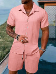 Set – Mens – Spring &amp; Summer – Men's Polo Casual Solid Color Sports Suit – Montford Co - Montford & Co
