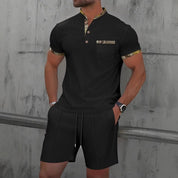 Set – Mens – Spring &amp; Summer – Zip - Up Lapel Short - Sleeve Suit Shorts – Montford Co - Montford & Co