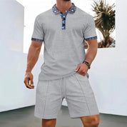 Set – Mens – Spring &amp; Summer – Zip - Up Lapel Short - Sleeve Suit Shorts – Montford Co - Montford & Co