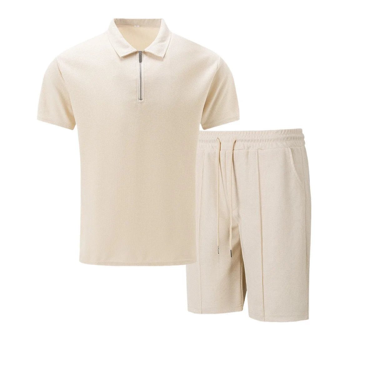 Set – Mens – Spring &amp; Summer – Zip - Up Lapel Short - Sleeve Suit Shorts – Montford Co - Montford & Co