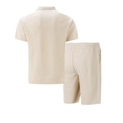 Set – Mens – Spring &amp; Summer – Zip - Up Lapel Short - Sleeve Suit Shorts – Montford Co - Montford & Co