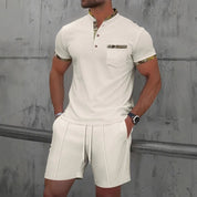 Set – Mens – Spring &amp; Summer – Zip - Up Lapel Short - Sleeve Suit Shorts – Montford Co - Montford & Co