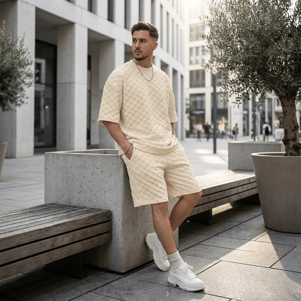Set – Mens – Summer – Oversized Chessboard Plaid Two - Piece – Montford Co - Montford & Co