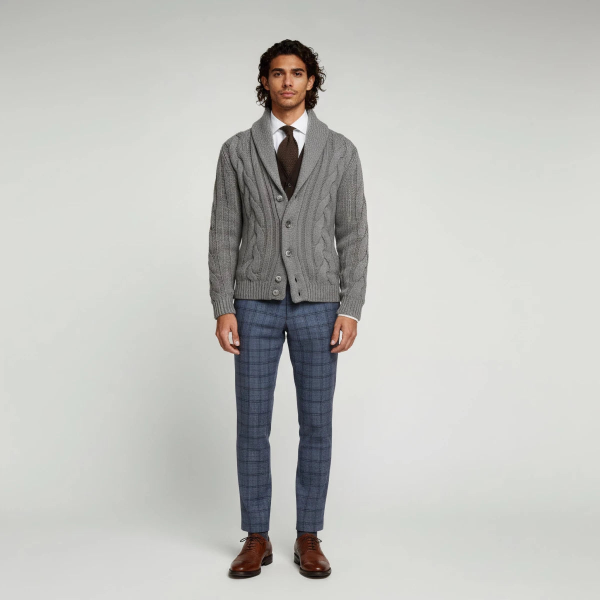 Shawl Collar Cable Knit Sweater - Montford & Co