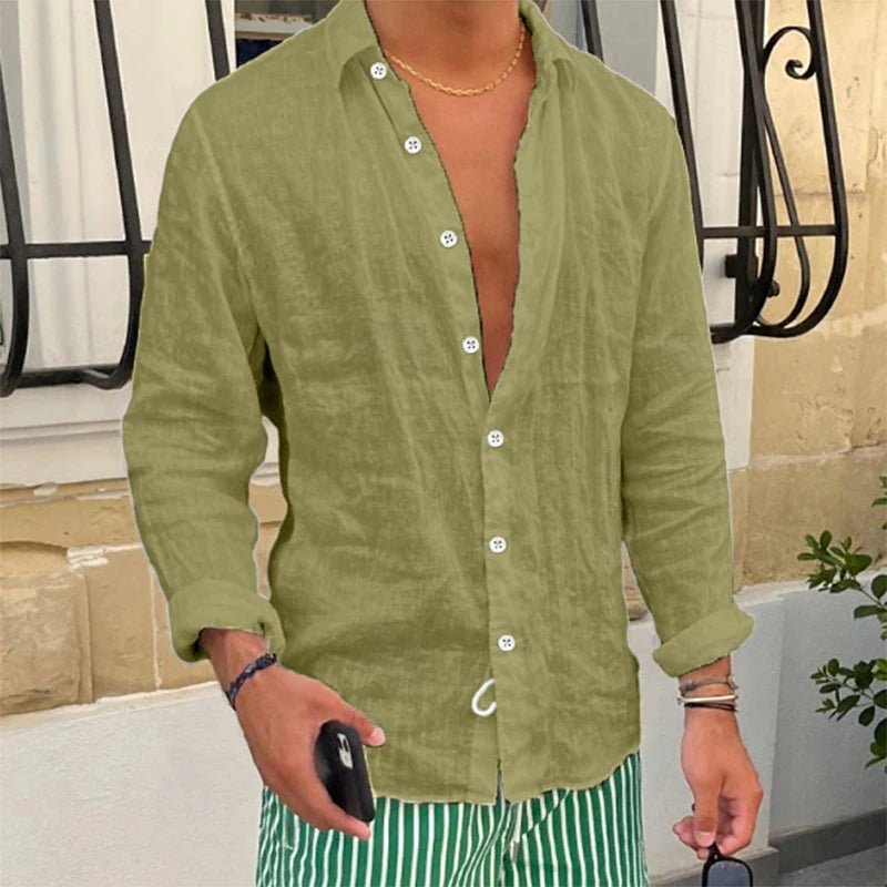 Shirt – Mens – Spring &amp; Summer – Casual Long Sleeve Button - Up Turn - Down Collar – Montford Co - Montford & Co