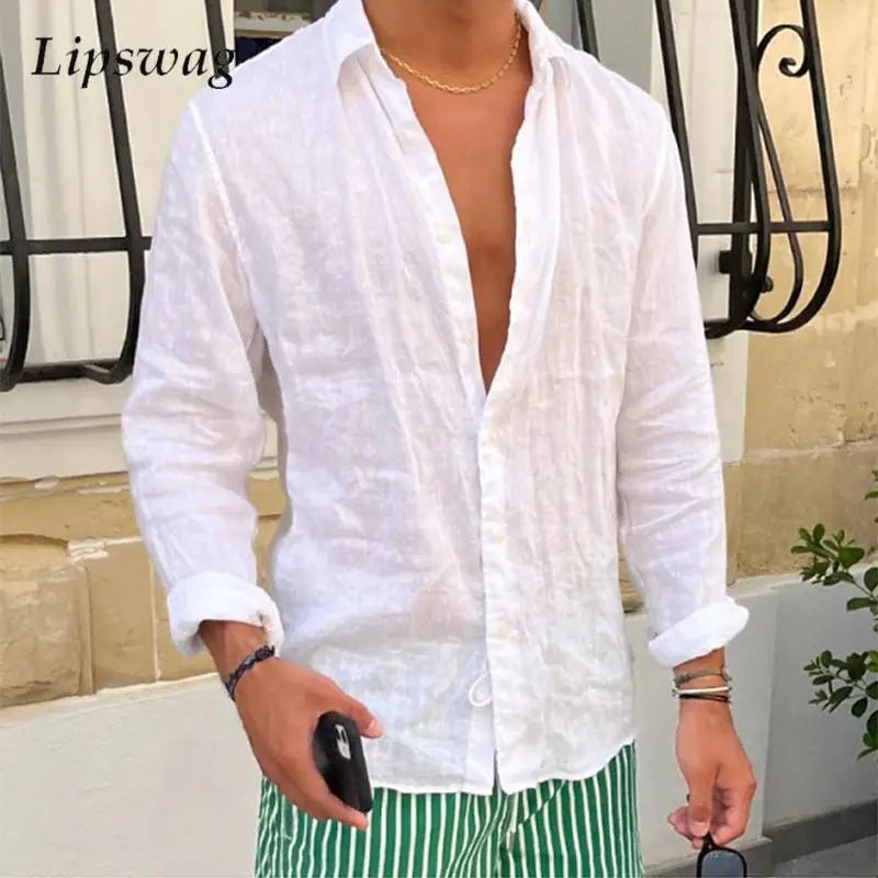 Shirt – Mens – Spring &amp; Summer – Casual Long Sleeve Button - Up Turn - Down Collar – Montford Co - Montford & Co