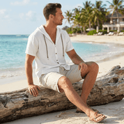 Shirt – Mens – Spring & Summer – Cotton Linen Hooded Short Sleeve – Montford Co - Montford & Co