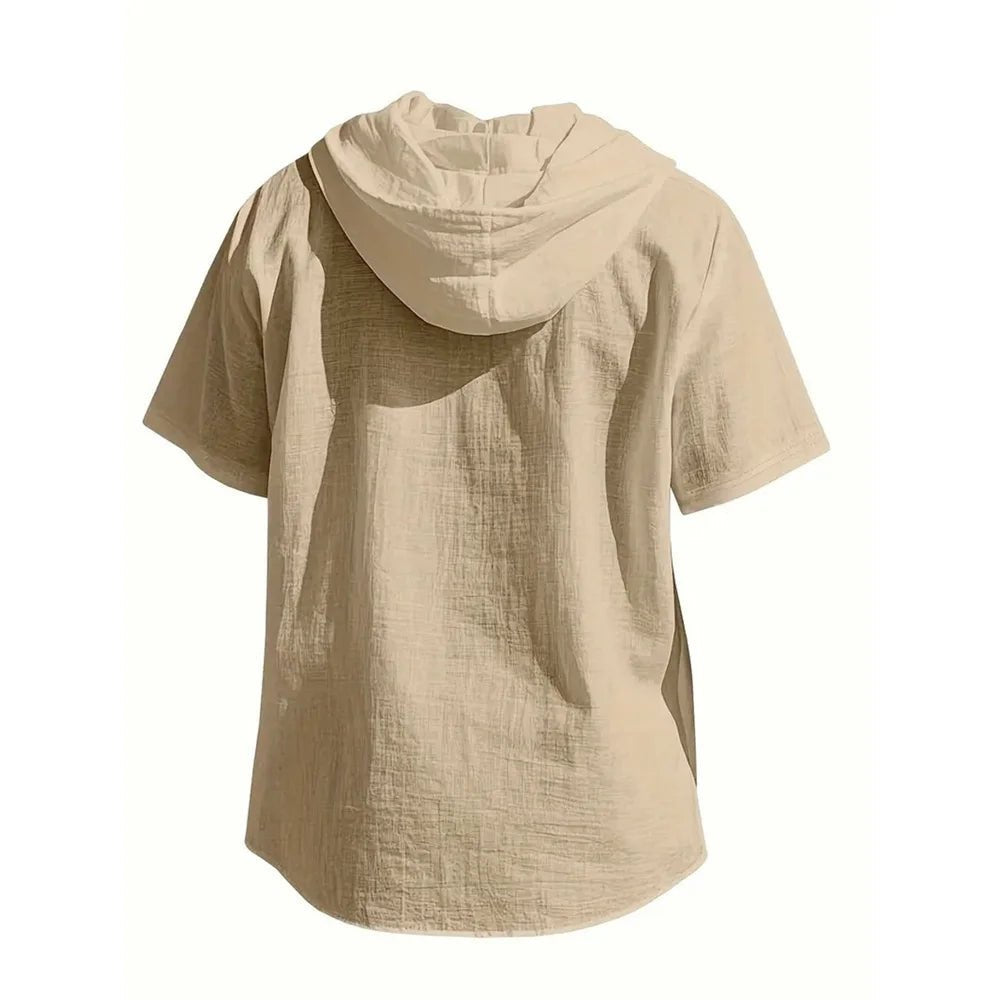 Shirt – Mens – Spring & Summer – Cotton Linen Hooded Short Sleeve – Montford Co - Montford & Co