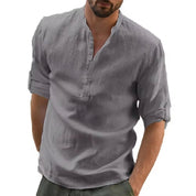 Shirt – Mens – Spring & Summer – Long - Sleeved Casual Beach Linen Shirt – Montford Co - Montford & Co