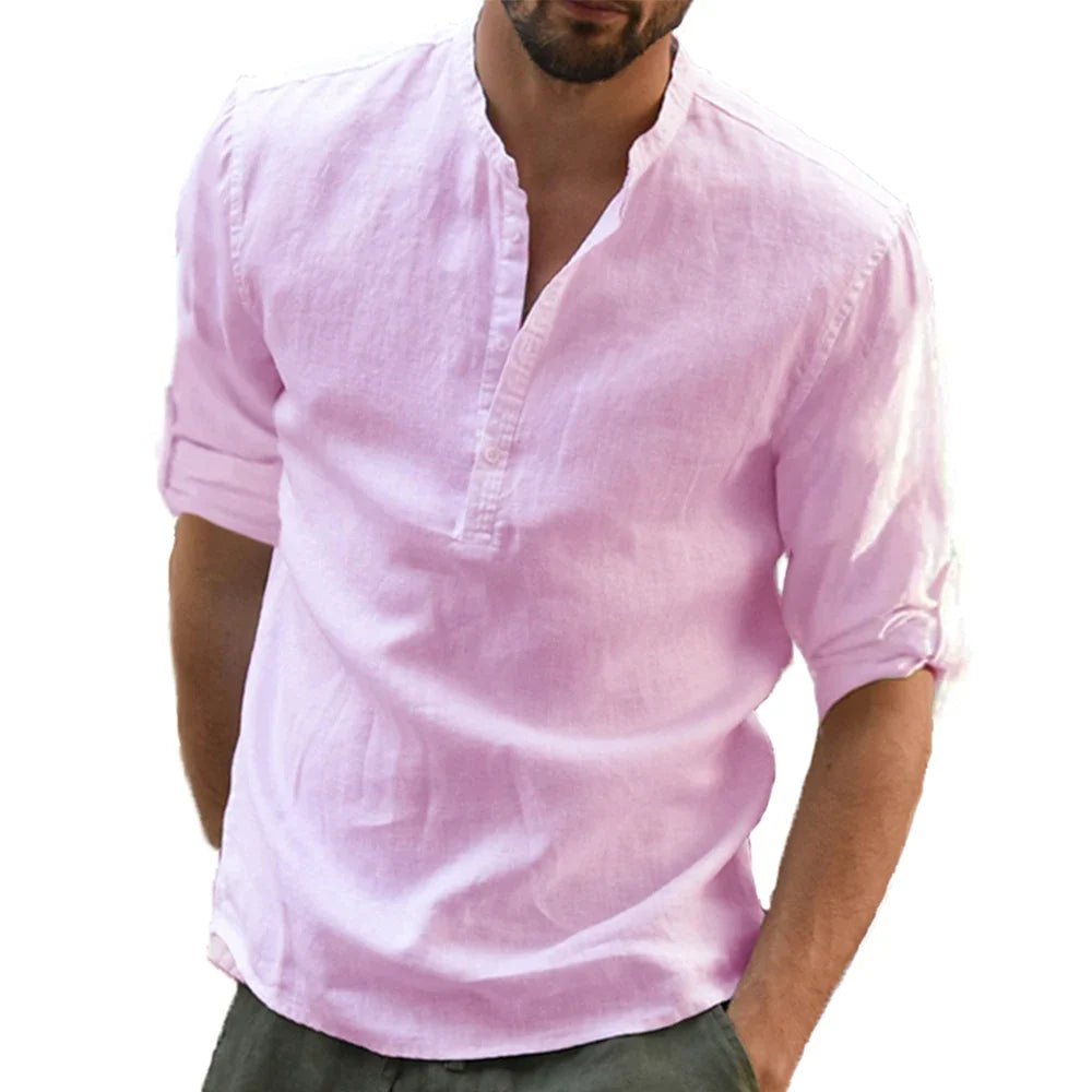 Shirt – Mens – Spring & Summer – Long - Sleeved Casual Beach Linen Shirt – Montford Co - Montford & Co