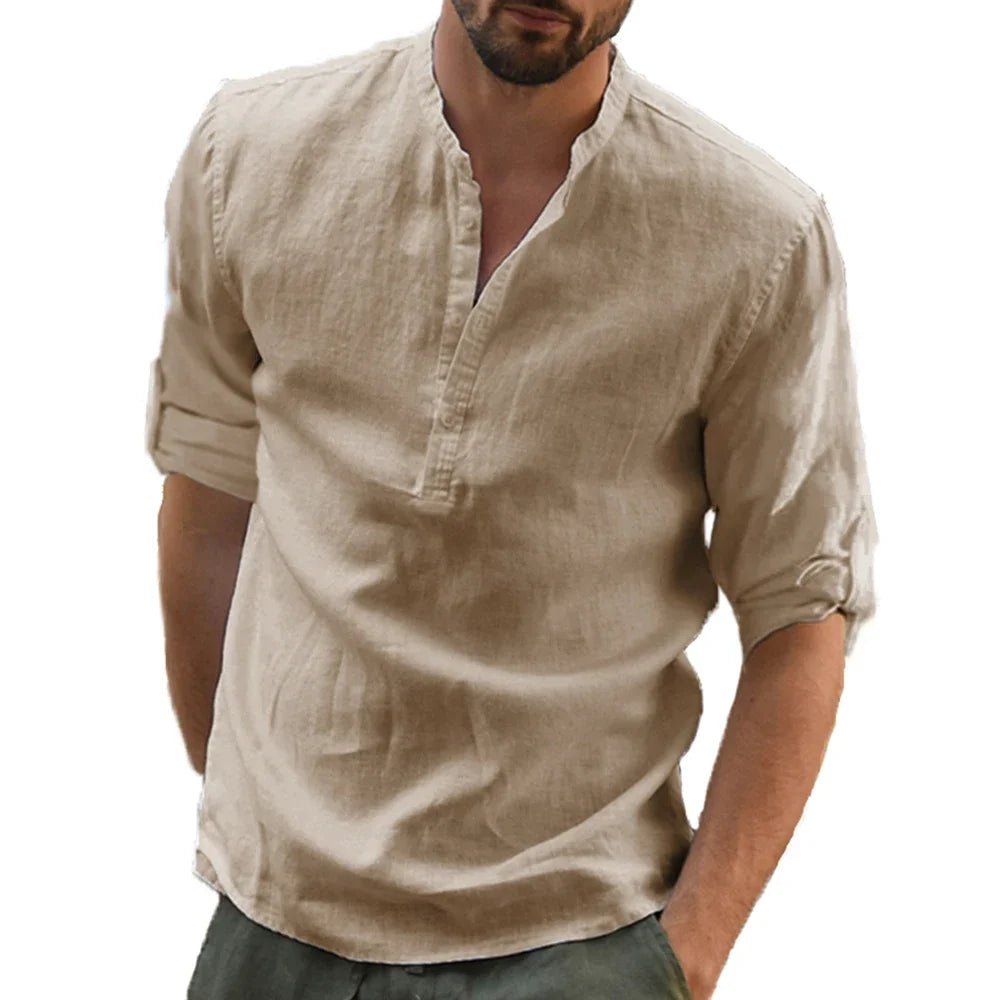 Shirt – Mens – Spring & Summer – Long - Sleeved Casual Beach Linen Shirt – Montford Co - Montford & Co