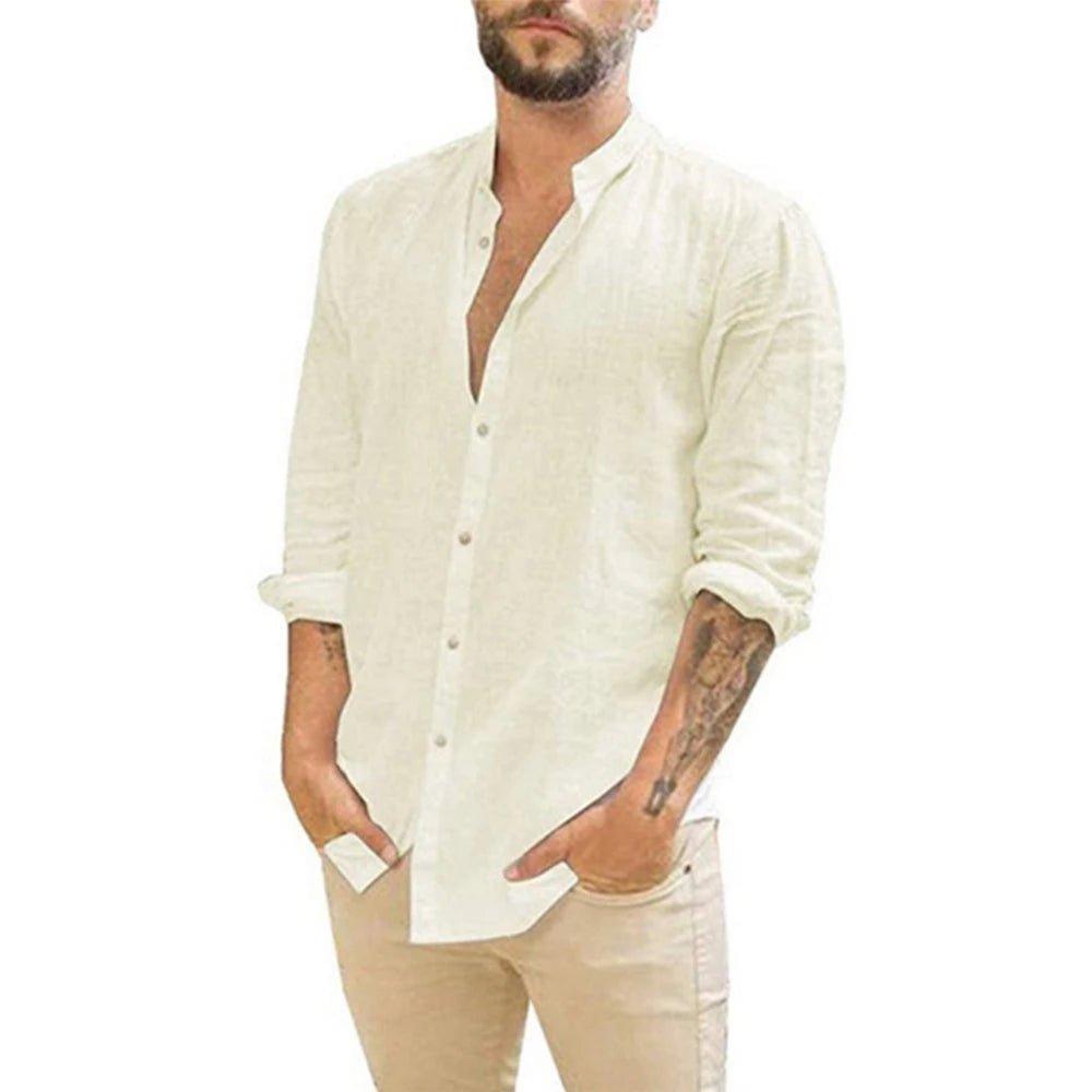Shirts – Mens – Spring &amp; Summer – Cotton Linen Long - Sleeved Casual Shirt – Montford Co - Montford & Co