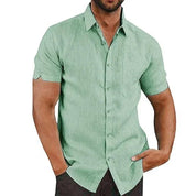 Shirts – Mens – Spring & Summer – Cotton Casual Short Sleeved Turn - Down Collar – Montford Co - Montford & Co