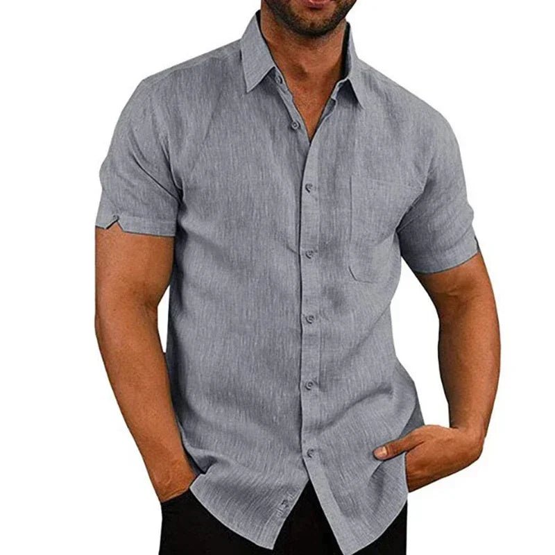 Shirts – Mens – Spring & Summer – Cotton Casual Short Sleeved Turn - Down Collar – Montford Co - Montford & Co