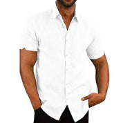 Shirts – Mens – Spring & Summer – Cotton Casual Short Sleeved Turn - Down Collar – Montford Co - Montford & Co
