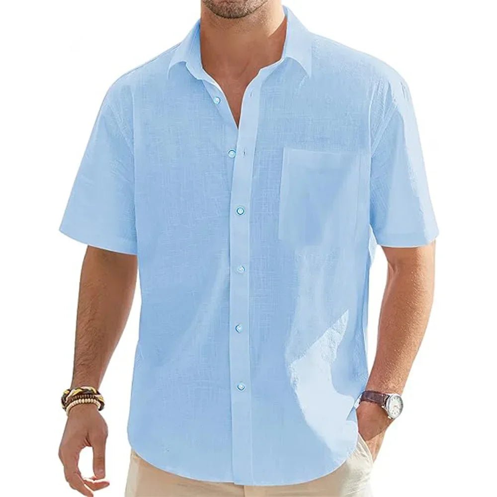 Shirts – Mens – Spring & Summer – Men's Solid Color Cotton Short Sleeve Shirt – Montford Co - Montford & Co
