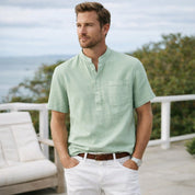 Soft Cotton Linen Henley Shirt - Montford & Co