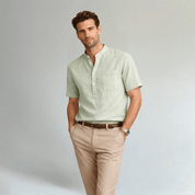 Soft Cotton Linen Henley Shirt - Montford & Co