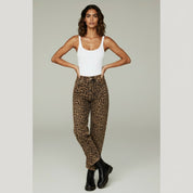 Leopard Print Straight Leg Jeans for Women – Edgy Casual Style with Classic 5-Pocket Design - 1