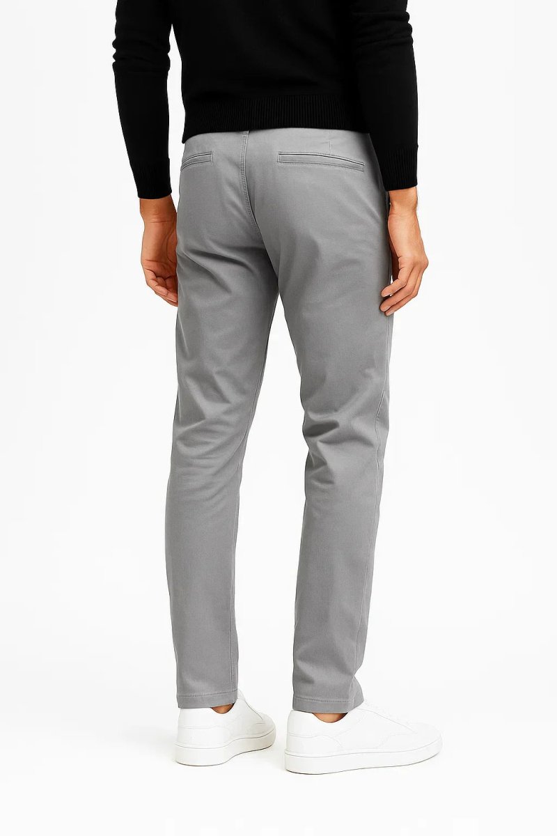 Stretch Cotton Chino Pants Khaki Straight Fit - Montford & Co