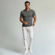Stretch Ribbed Casual Polo Shirt - Montford & Co