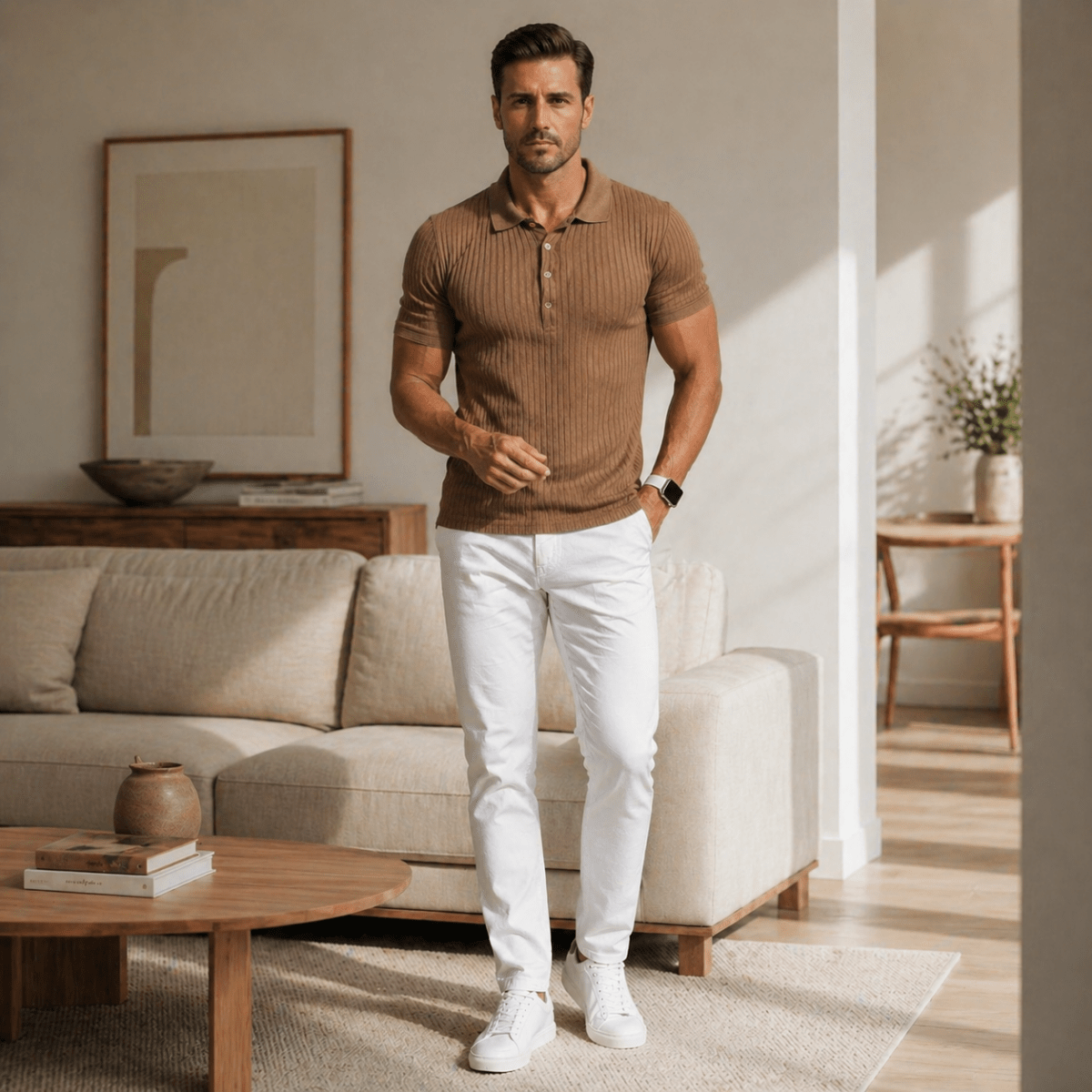 Stretch Ribbed Summer Polo Shirt - Montford & Co