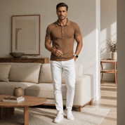 Stretch Ribbed Summer Polo Shirt - Montford & Co