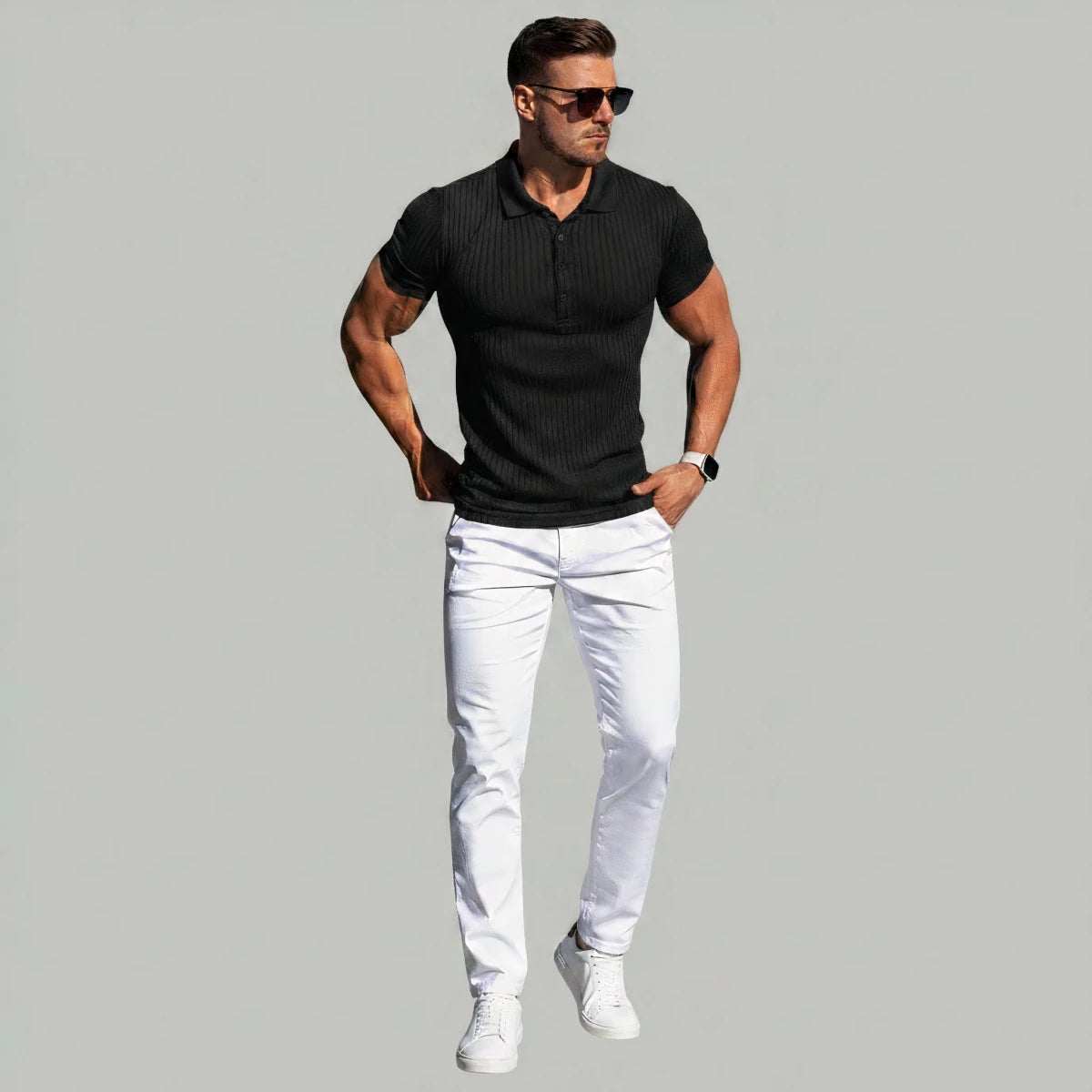 Stretch Ribbed Summer Polo Shirt - Montford & Co