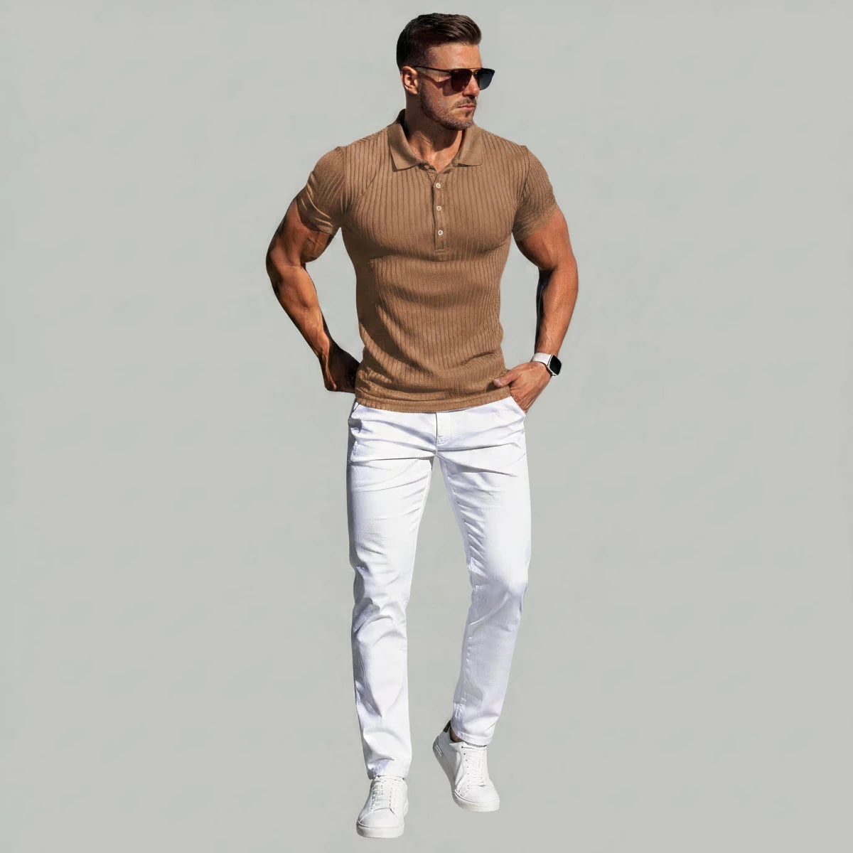 Stretch Ribbed Summer Polo Shirt - Montford & Co