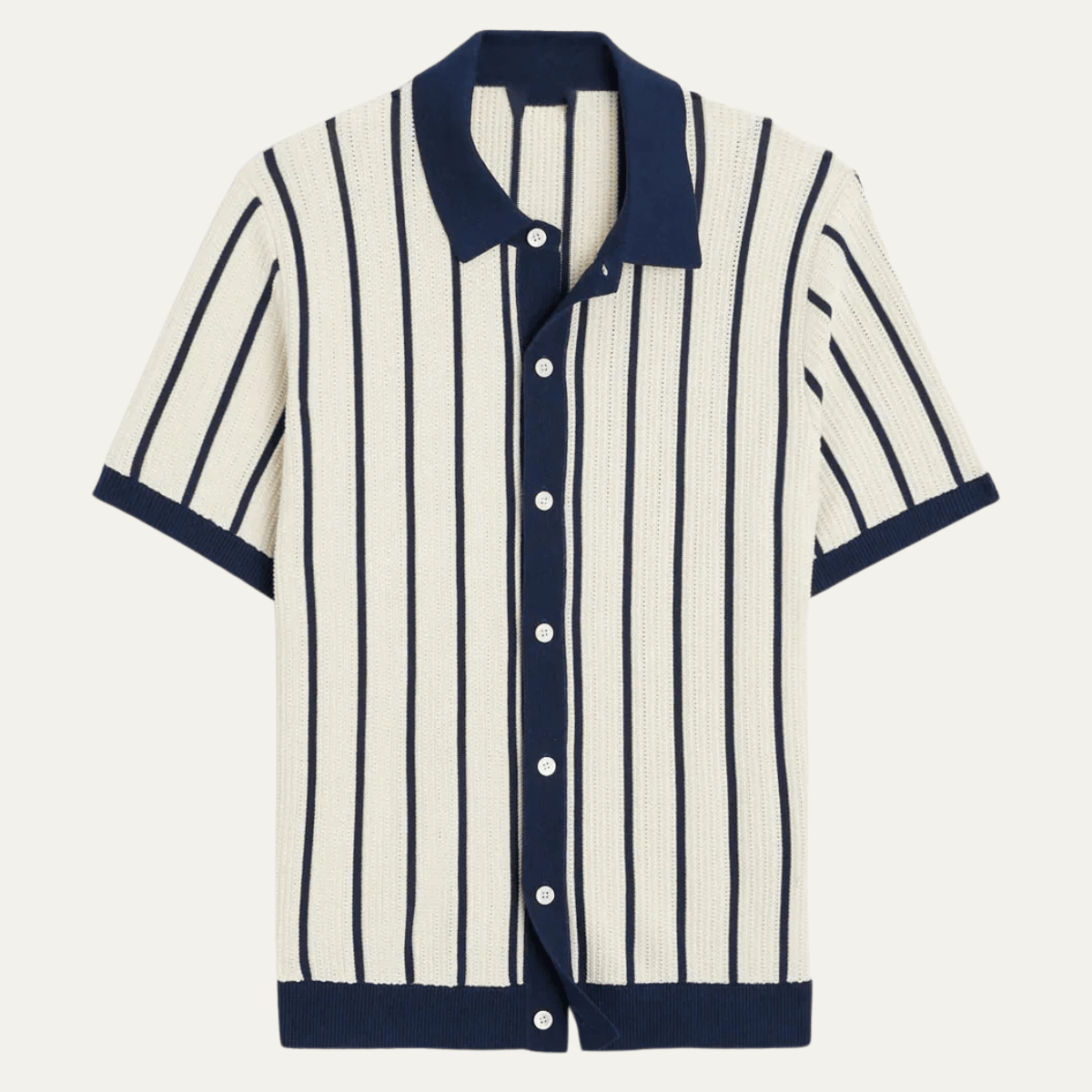 Striped Knit Button - Up Cardigan Polo Shirt - Montford & Co