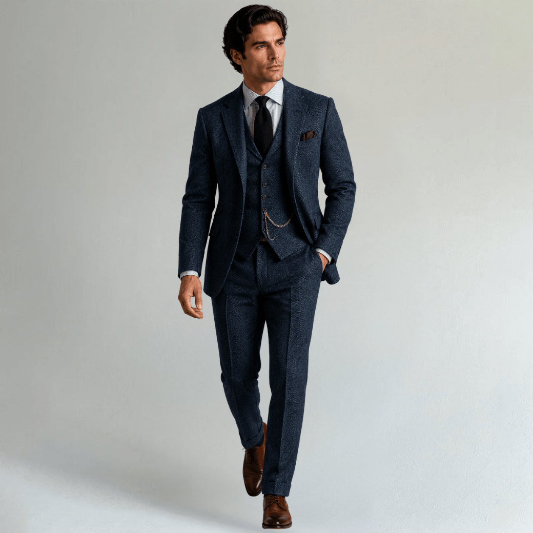 Suit Set Three - Piece Tweed Tuxedo - Montford & Co