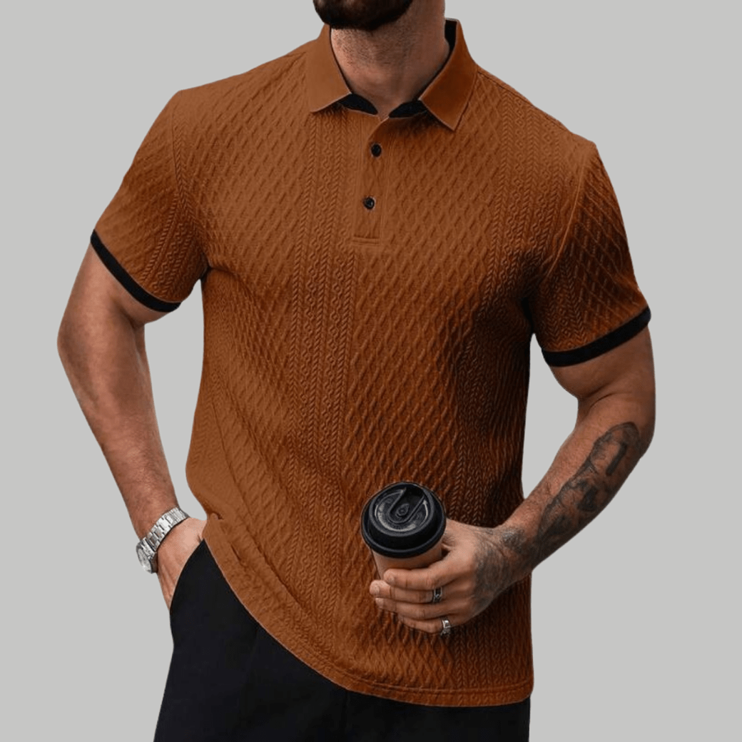 Summer Textured Polo Shirt with Contrast Collar - Montford & Co