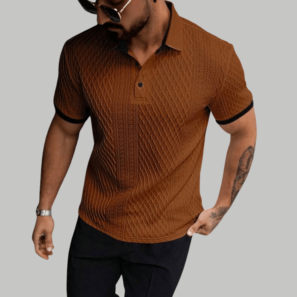 Summer Textured Polo Shirt with Contrast Collar - Montford & Co