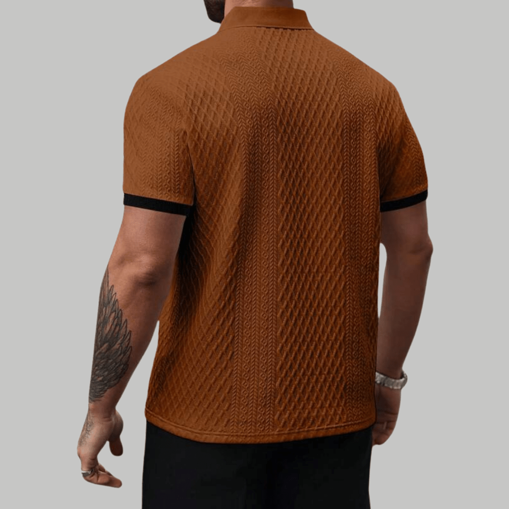 Summer Textured Polo Shirt with Contrast Collar - Montford & Co