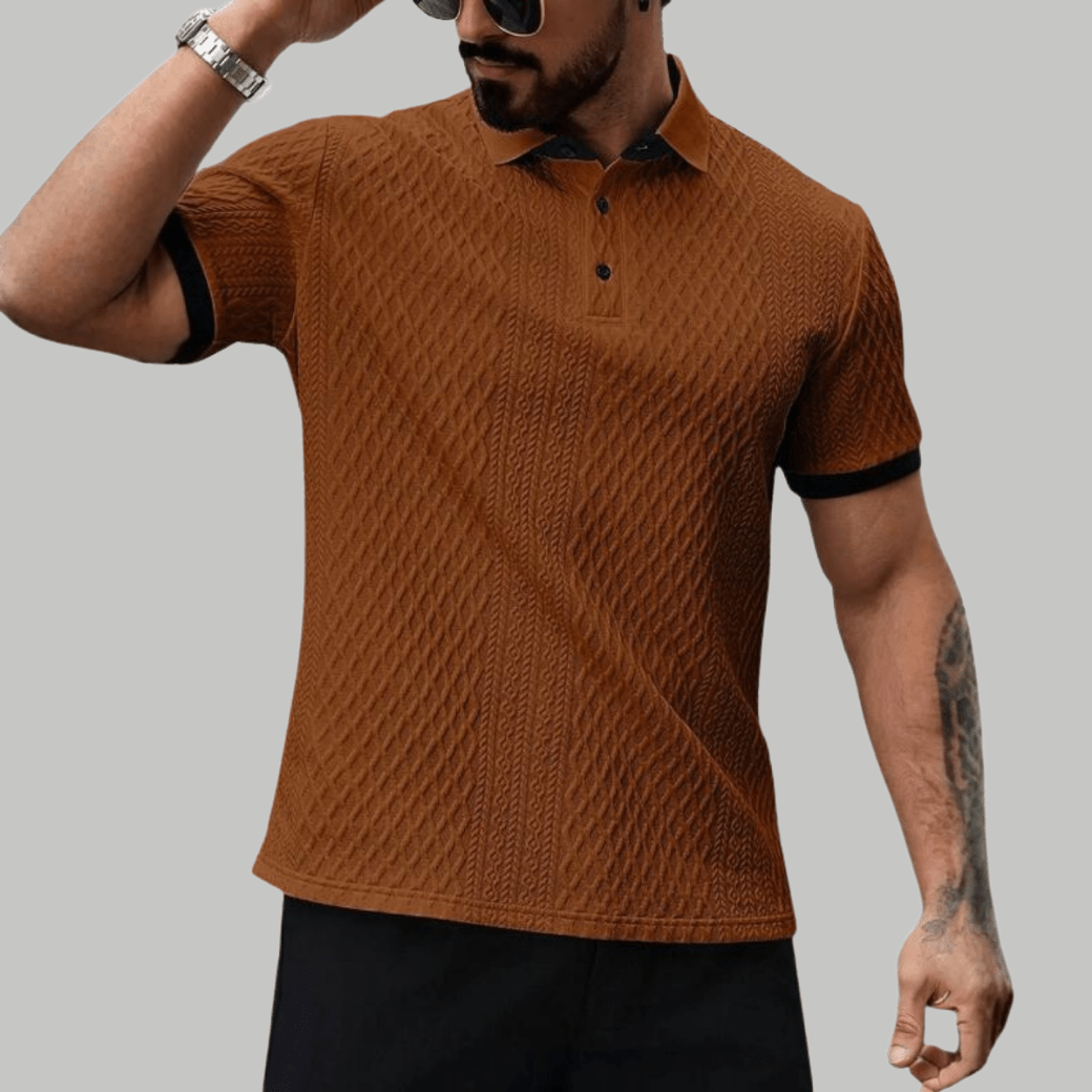 Summer Textured Polo Shirt with Contrast Collar - Montford & Co