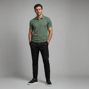 Textured Button Up Casual Polo Shirt - Montford & Co