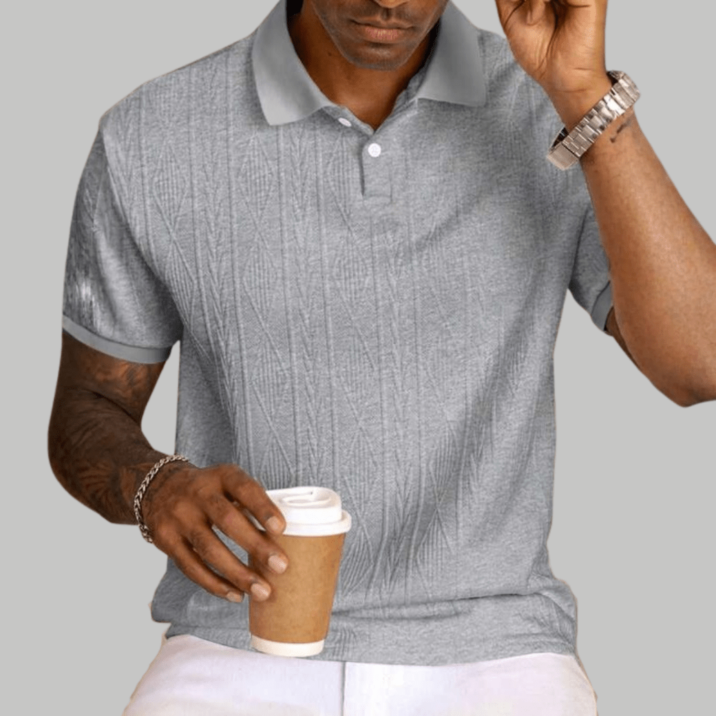 Textured Button - Up Polo Shirt - Montford & Co