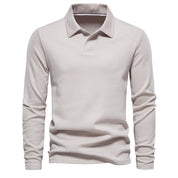 Top – Mens – All Season – Heren Poloshirt Lange Mouwen met Klassieke Polokraag – Montford Co - Montford & Co