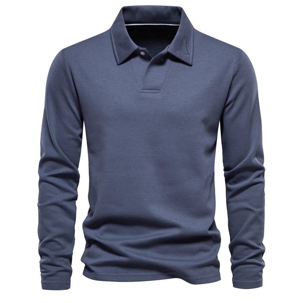 Top – Mens – All Season – Heren Poloshirt Lange Mouwen met Klassieke Polokraag – Montford Co - Montford & Co