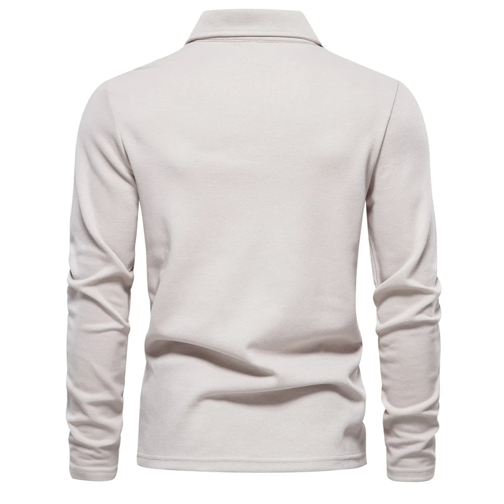 Top – Mens – All Season – Heren Poloshirt Lange Mouwen met Klassieke Polokraag – Montford Co - Montford & Co