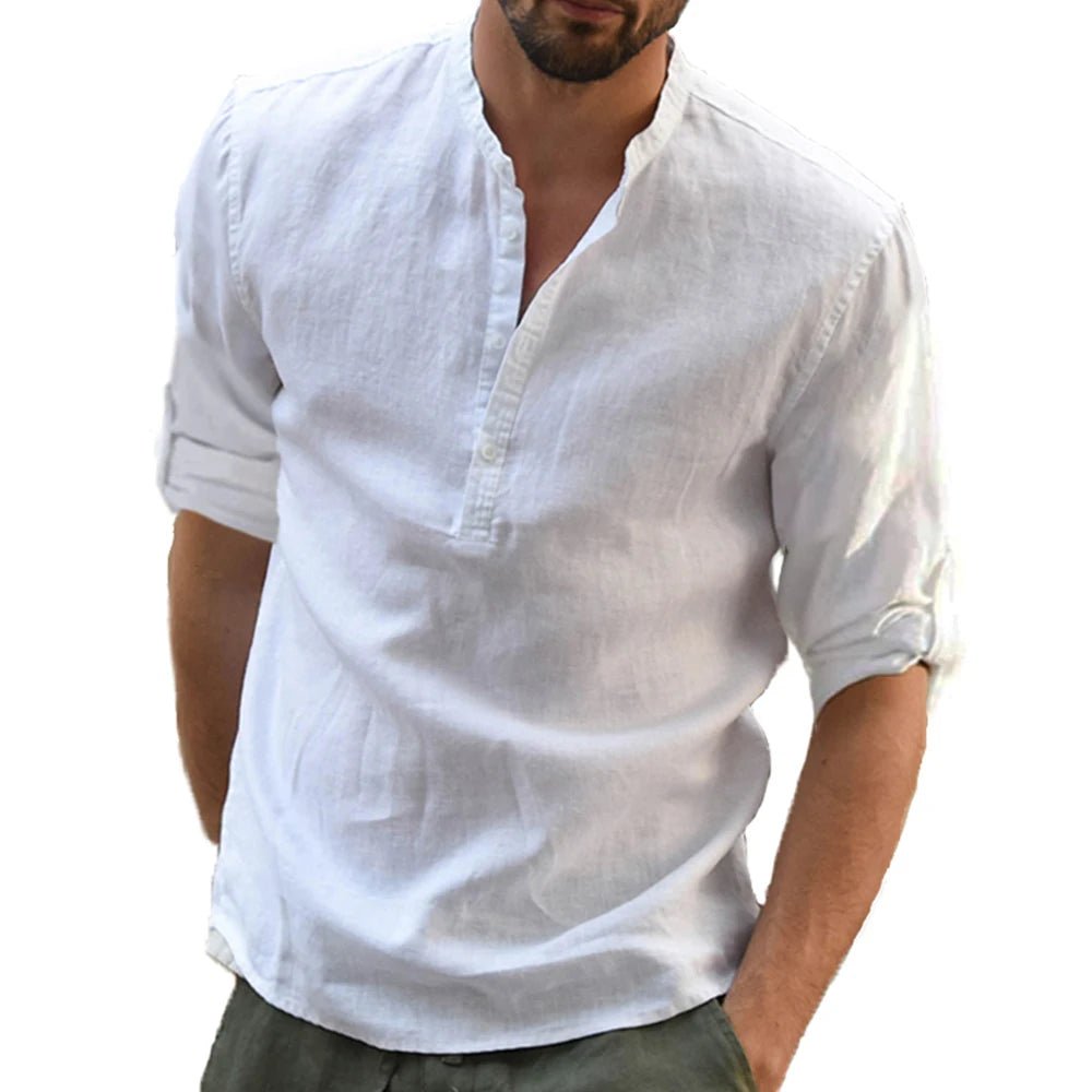 Top – Mens – All Season – Men's Casual Linen Shirt – Montford Co - Montford & Co