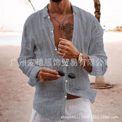 Top – Mens – All Season – Men's Cotton Linen Shirt – Montford Co - Montford & Co