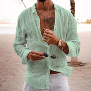 Top – Mens – All Season – Men's Cotton Linen Shirt – Montford Co - Montford & Co