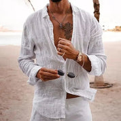 Top – Mens – All Season – Men's Cotton Linen Shirt – Montford Co - Montford & Co