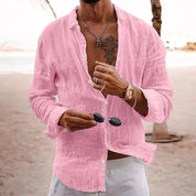 Top – Mens – All Season – Men's Cotton Linen Shirt – Montford Co - Montford & Co
